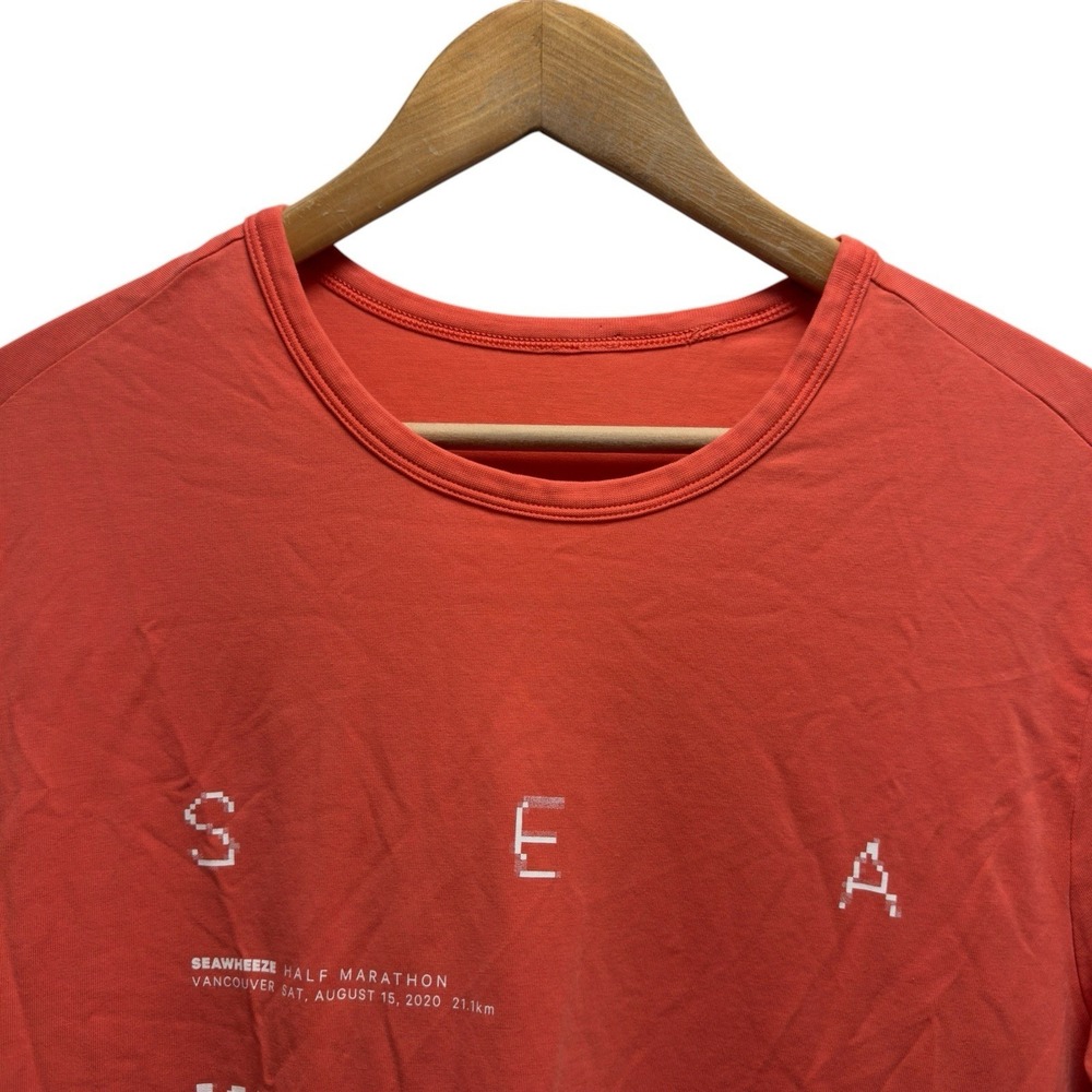 Lululemon Seawheeze 2020 Men's Medium Coral 5-Year Basic Tee Limited T-Shirt euc